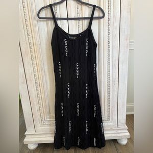 COOGI Black Midi Dress with White Logo Accents